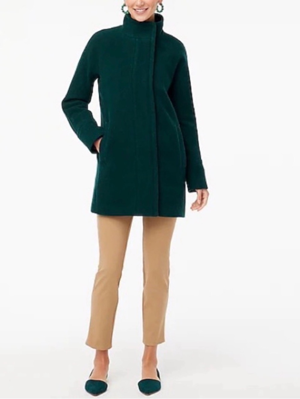 Women’s J. Crew Dark Green Coat Size 12